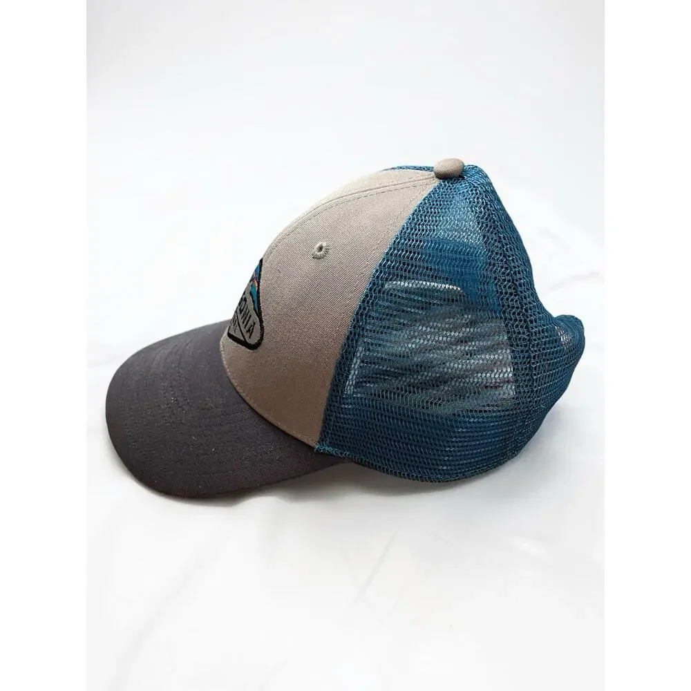 Patagonia Fitz Roy Trucker Hat Khaki Teal Mesh Snapback Adjustable One Size